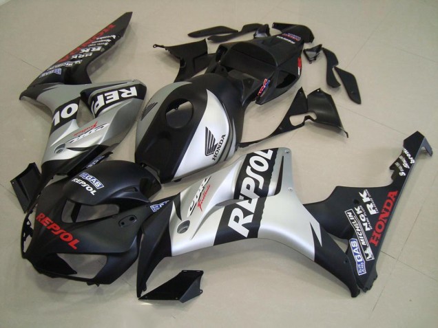 Preto Fosco Prata Repsol Kit Carenagem Honda CBR 1000RR 2006-2007 Preto Fosco Prata Repsol Kit Carenagem Honda CBR 1000RR 2006-2007