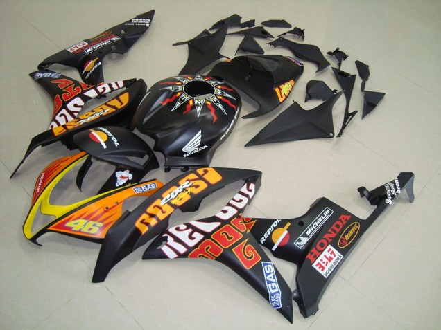 Preto Fosco Rossi Carenagem Honda CBR 600RR 2007-2008 Preto Fosco Rossi Carenagem Honda CBR 600RR 2007-2008