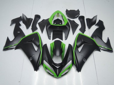 Preto Fosco & Verde Line Carenagem Kawasaki ZX10R 2006-2007
