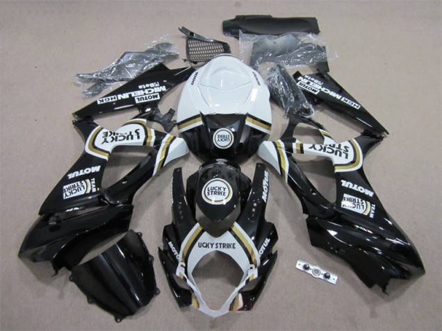 Preto Lucky Strike Branco Motul Carenagem Suzuki GSXR 1000 K7 2007-2008 Preto Lucky Strike Branco Motul Carenagem Suzuki GSXR 1000 K7 2007-2008
