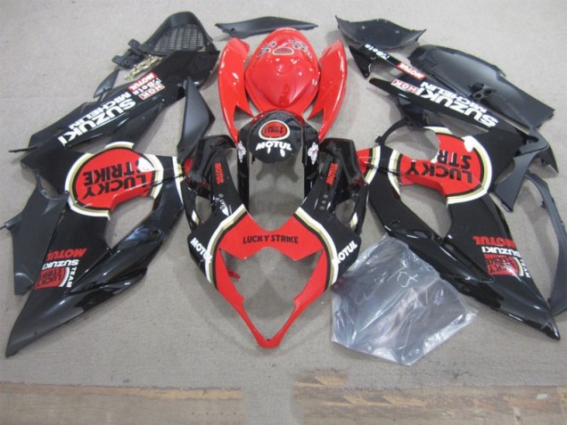 Preto Lucky Strike Vermelho Motul Carenagem Suzuki GSXR 1000 K5 2005-2006 Preto Lucky Strike Vermelho Motul Carenagem Suzuki GSXR 1000 K5 2005-2006