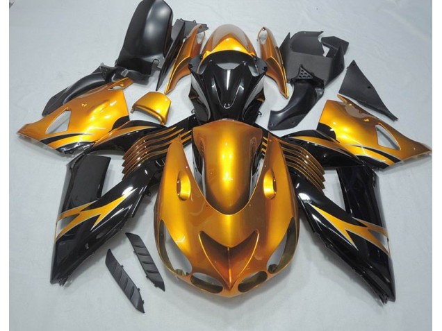 Preto Ouro Carenagem Kawasaki ZX14R ZZR 1400 2006-2011