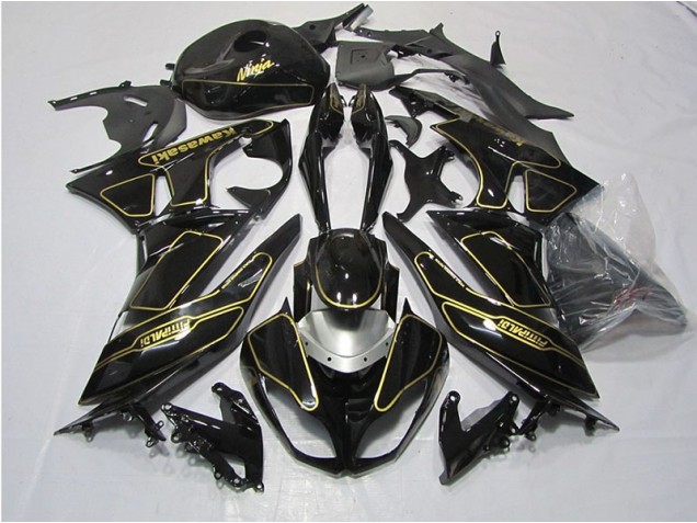 Preto Ouro Carenagem Kawasaki ZX6R 2009-2012 Preto Ouro Carenagem Kawasaki ZX6R 2009-2012
