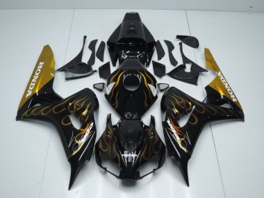Preto Ouro Chama Carenagem Honda CBR 1000RR 2006-2007