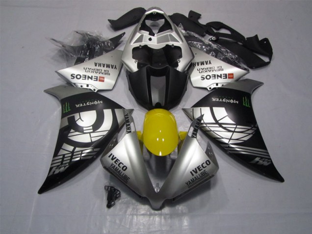 Preto Prata Iveco Yamalube Monster Carenagem Yamaha R1 2012-2014 Preto Prata Iveco Yamalube Monster Carenagem Yamaha R1 2012-2014