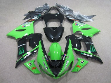 Preto Verde 3M Touch4 Monster Carenagem Kawasaki ZX6R 2005-2006