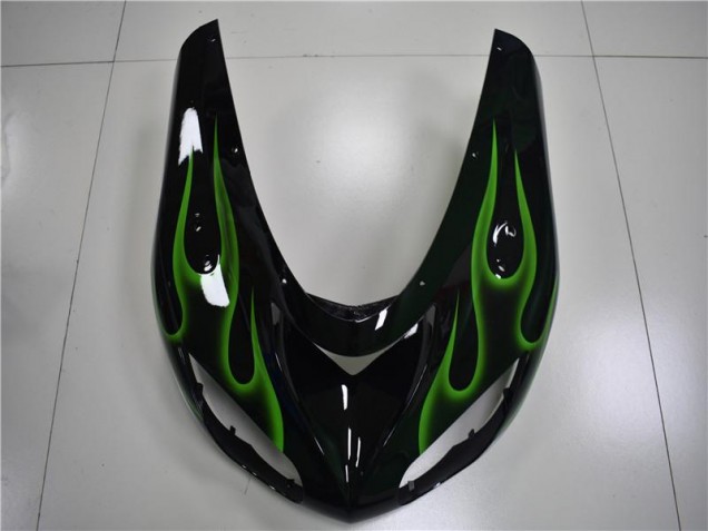 Preto Verde Chama Carenagem Kawasaki ZX10R 2006-2007 Preto Verde Chama Carenagem Kawasaki ZX10R 2006-2007