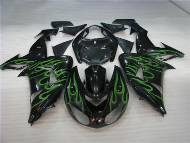 Preto Verde Chama Carenagem Kawasaki ZX10R 2006-2007