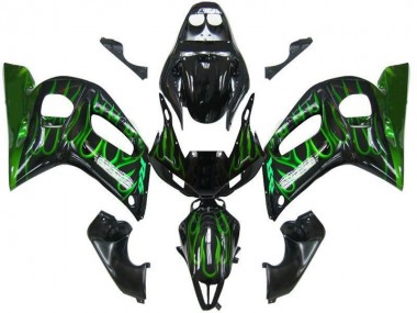Preto Verde Chama Carenagem Yamaha R6 1998-2002