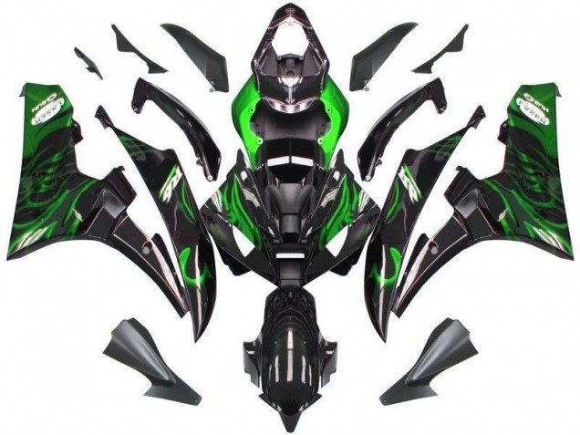 Preto Verde Chama Carenagem Yamaha R6 2006-2007 Preto Verde Chama Carenagem Yamaha R6 2006-2007