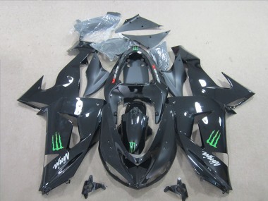 Preto Verde Monster Ninja Carenagem Kawasaki ZX10R 2006-2007
