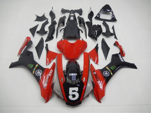 Preto Vermelho 5 Carenagem Yamaha R1 2015-2019 Preto Vermelho 5 Carenagem Yamaha R1 2015-2019