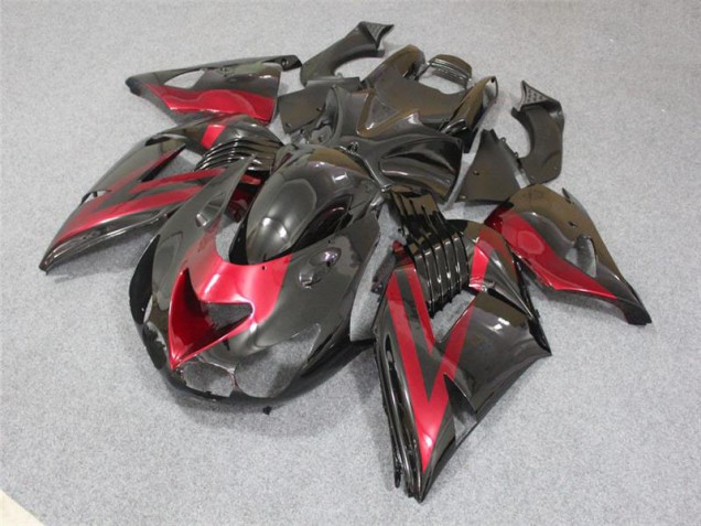 Preto Vermelho Abs Carenagem Kawasaki ZX14R ZZR 1400 2006-2011 Preto Vermelho Abs Carenagem Kawasaki ZX14R ZZR 1400 2006-2011