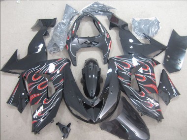 Preto Vermelho Branco Chama Ninja Carenagem Kawasaki ZX10R 2006-2007