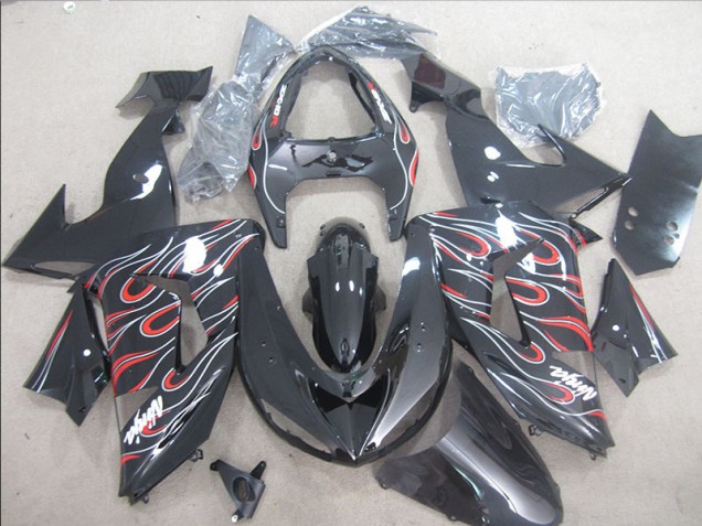 Preto Vermelho Branco Chama Ninja Carenagem Kawasaki ZX10R 2006-2007