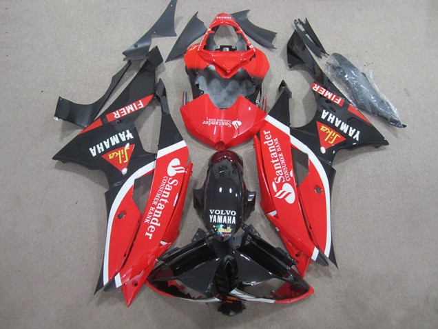 Preto Vermelho Branco Santander Carenagem Yamaha R6 2008-2016