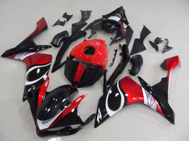 Preto Vermelho Brilhante Carenagem Yamaha R1 2007-2008 Preto Vermelho Brilhante Carenagem Yamaha R1 2007-2008