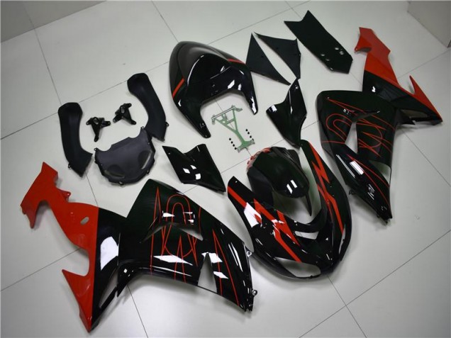 Preto Vermelho Carenagem Kawasaki ZX10R 2006-2007 Preto Vermelho Carenagem Kawasaki ZX10R 2006-2007