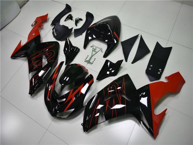 Preto Vermelho Carenagem Kawasaki ZX10R 2006-2007 Preto Vermelho Carenagem Kawasaki ZX10R 2006-2007