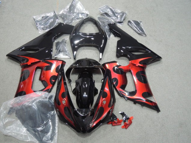 Preto Vermelho Carenagem Kawasaki ZX6R 2005-2006 Preto Vermelho Carenagem Kawasaki ZX6R 2005-2006