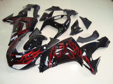 Preto Vermelho Chama Carenagem & Plástico Kawasaki ZX10R 2006-2007