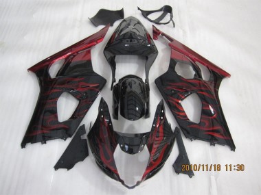Preto Vermelho Chama Carenagem Suzuki GSXR 1000 K3 2003-2004