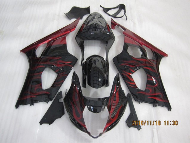 Preto Vermelho Chama Carenagem Suzuki GSXR 1000 K3 2003-2004 Preto Vermelho Chama Carenagem Suzuki GSXR 1000 K3 2003-2004