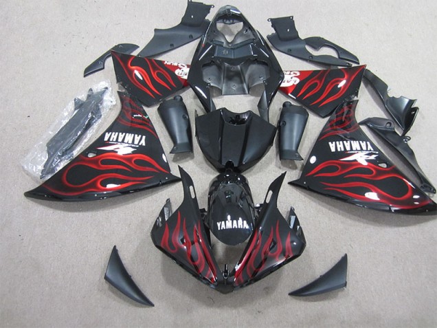 Preto Vermelho Chama Carenagem Yamaha R1 2012-2014 Preto Vermelho Chama Carenagem Yamaha R1 2012-2014