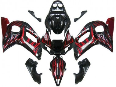 Preto Vermelho Chama Carenagem Yamaha R6 1998-2002