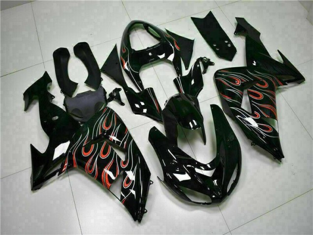 Preto Vermelho Chama Kit Carenagem Kawasaki ZX10R 2006-2007 Preto Vermelho Chama Kit Carenagem Kawasaki ZX10R 2006-2007