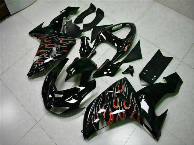 Preto Vermelho Chama Kit Carenagem Kawasaki ZX10R 2006-2007 Preto Vermelho Chama Kit Carenagem Kawasaki ZX10R 2006-2007