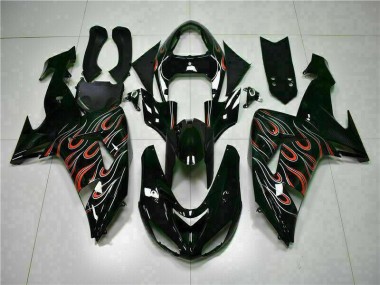 Preto Vermelho Chama Kit Carenagem Kawasaki ZX10R 2006-2007