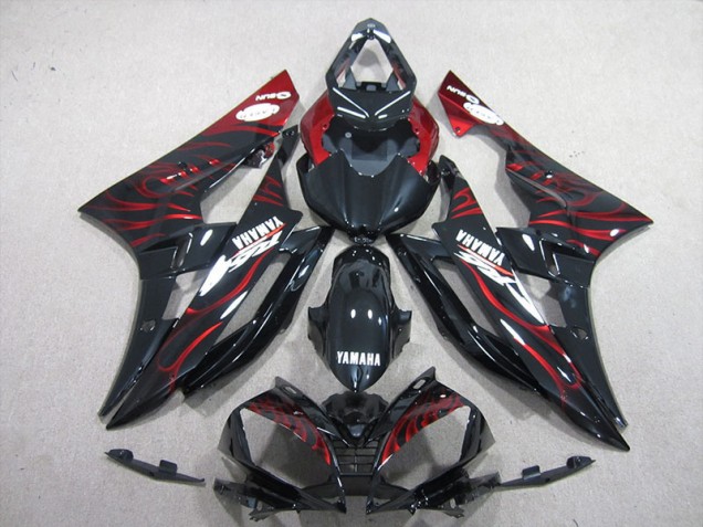 Preto Vermelho Chama Kits Carenagem Yamaha R6 2006-2007 Preto Vermelho Chama Kits Carenagem Yamaha R6 2006-2007