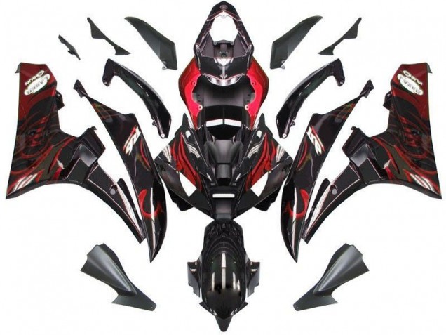 Preto Vermelho Chama Kits Completo Carenagem Yamaha R6 2006-2007 Preto Vermelho Chama Kits Completo Carenagem Yamaha R6 2006-2007