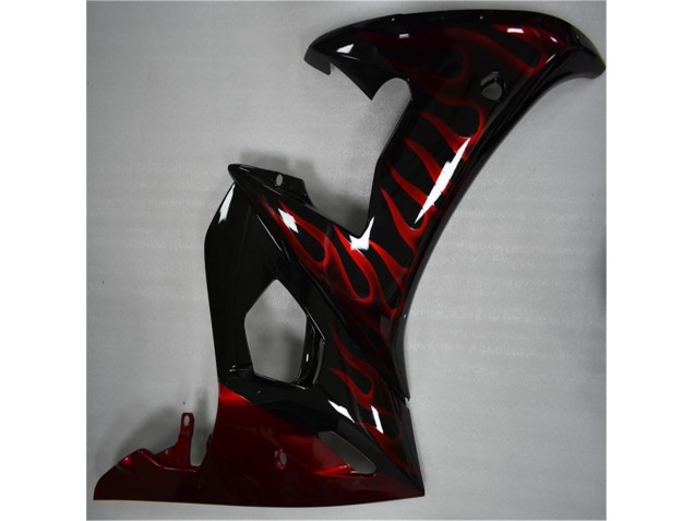 Preto Vermelho Chama Plástico Yamaha R6 2003-2005 Preto Vermelho Chama Plástico Yamaha R6 2003-2005