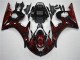 Preto Vermelho Chama Plástico Yamaha R6 2003-2005 Preto Vermelho Chama Plástico Yamaha R6 2003-2005