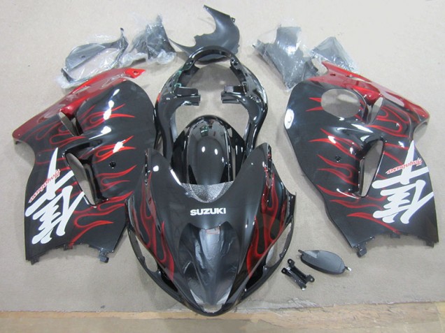 Preto Vermelho Chama Plásticos Suzuki GSXR 1300 Hayabusa 1996-2007 Preto Vermelho Chama Plásticos Suzuki GSXR 1300 Hayabusa 1996-2007
