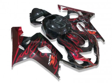 Preto Vermelho Chamas Carenagem Suzuki GSXR 600 / 750 K4 2004-2005
