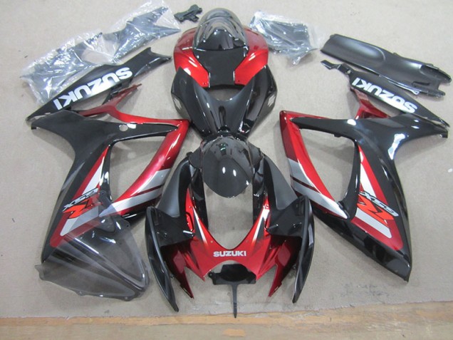 Preto Vermelho Kit Completo Carenagem Suzuki GSXR 750 K6 2006-2007 Preto Vermelho Kit Completo Carenagem Suzuki GSXR 750 K6 2006-2007