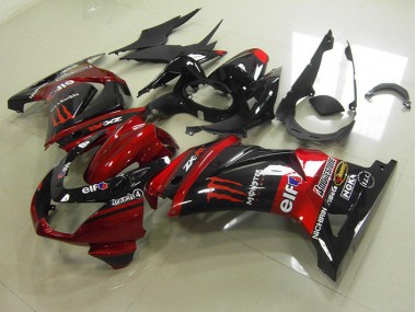 Preto Vermelho Monster Abs Plástico Kawasaki ZX 250R 2008-2012