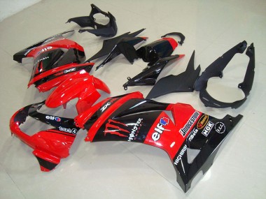 Preto Vermelho Monster Abs Plásticos Kawasaki ZX 250R 2008-2012