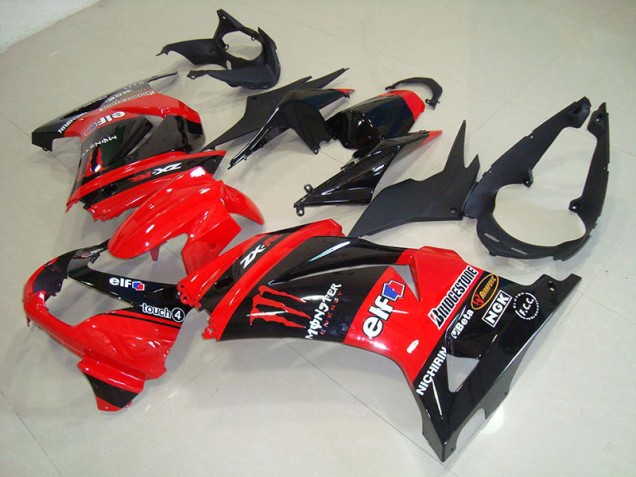 Preto Vermelho Monster Abs Plásticos Kawasaki ZX 250R 2008-2012 Preto Vermelho Monster Abs Plásticos Kawasaki ZX 250R 2008-2012