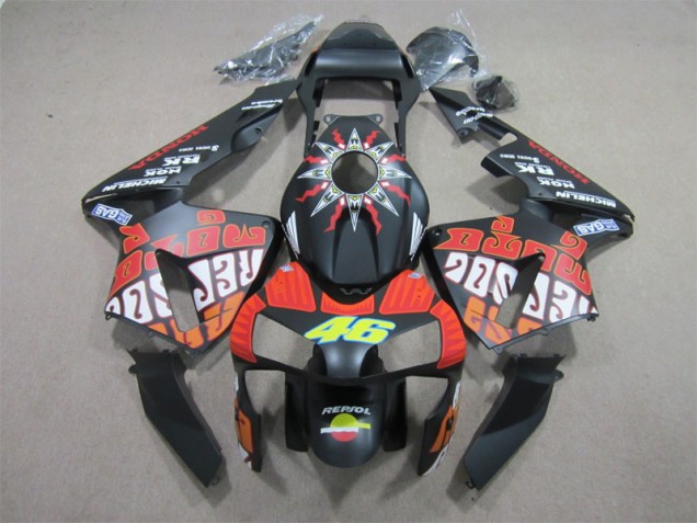 Preto Vermelho Repsol 46 Carenagem Honda CBR 600RR 2003-2004 Preto Vermelho Repsol 46 Carenagem Honda CBR 600RR 2003-2004