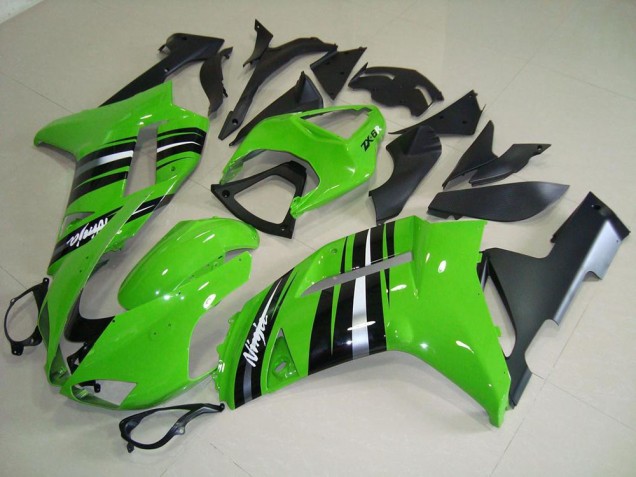 Verde & Prata Listra Carenagem Kawasaki ZX6R 2007-2008 Verde & Prata Listra Carenagem Kawasaki ZX6R 2007-2008