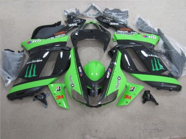 Verde Preto 3M Monster Carenagem Kawasaki ZX6R 2007-2008