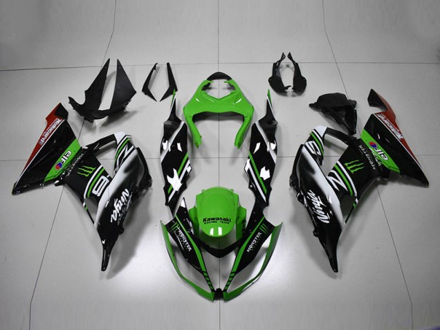 Verde Preto Branco Carenagem Kawasaki ZX6R 2013-2018 Verde Preto Branco Carenagem Kawasaki ZX6R 2013-2018