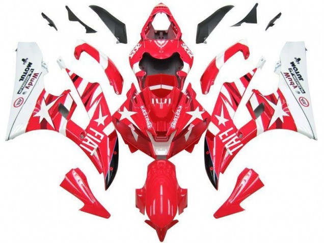 Vermelho Branco Estrela Fiat Carenagem Yamaha R6 2006-2007 Vermelho Branco Estrela Fiat Carenagem Yamaha R6 2006-2007