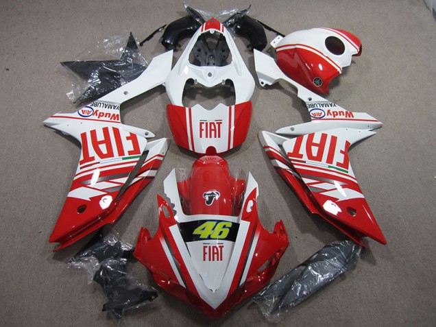 Vermelho Branco Fiat 46 Carenagem Yamaha R1 2007-2008 Vermelho Branco Fiat 46 Carenagem Yamaha R1 2007-2008
