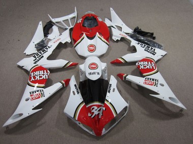 Vermelho Branco Lucky Strike Carenagem Yamaha R1 2004-2006