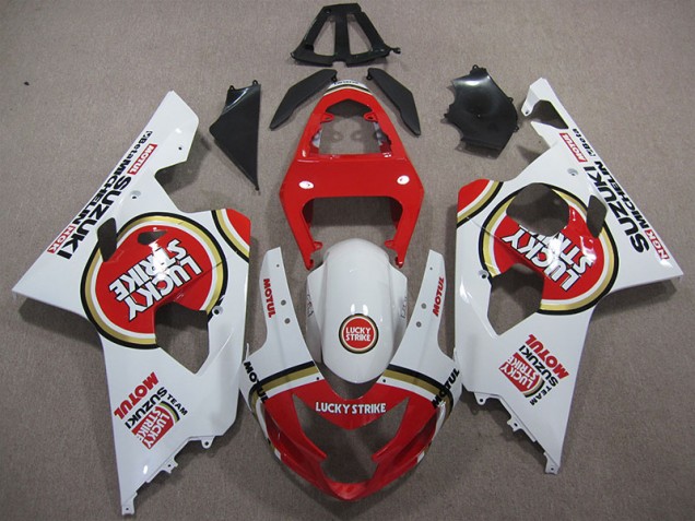 Vermelho Branco Lucky Strike Motul Carenagem Suzuki GSXR 600 K4 2004-2005